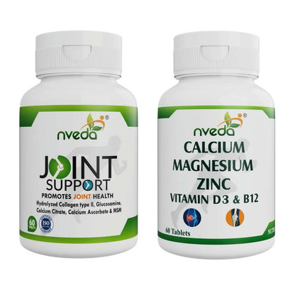 Nveda Joint Support Tablets and Calcium, Magnesium, Zinc, Vit D & B12 Tablets Combo - Indyancart