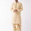 Men's Beige Silk Blend Straight Kurta and Dhoti Set