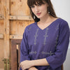 Dhiyona IE Embroidered Pure Cotton V-Neck Top With Trousers Co-Ords