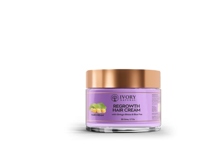 Ivory Natural Hair Growth Cream in a jar, featuring a smooth, creamy texture for stronger, healthier hair.