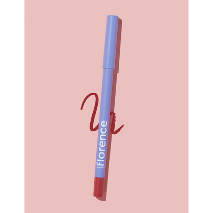 Florence by Mills Mark My Words Lip Liner in Bold Berry, showcasing the deep berry-colored lip liner on a neutral background.