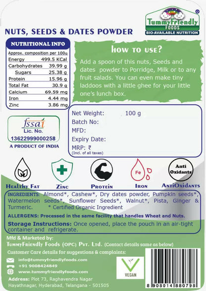 TummyFriendly Foods Premium Nuts, Seeds and Dates Powder - Indyancart