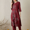 Dhiyona IE Women Floral Embroidered Thread Work Pure Cotton Kurta with Trousers