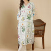 Indyancart IE Women Floral Printed Regular Linen Kurta with Trousers