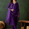 Dhiyona SN Women's Floral Embroidered Three-Quarter Sleeves Straight Kurta & Trouser & Dupatta