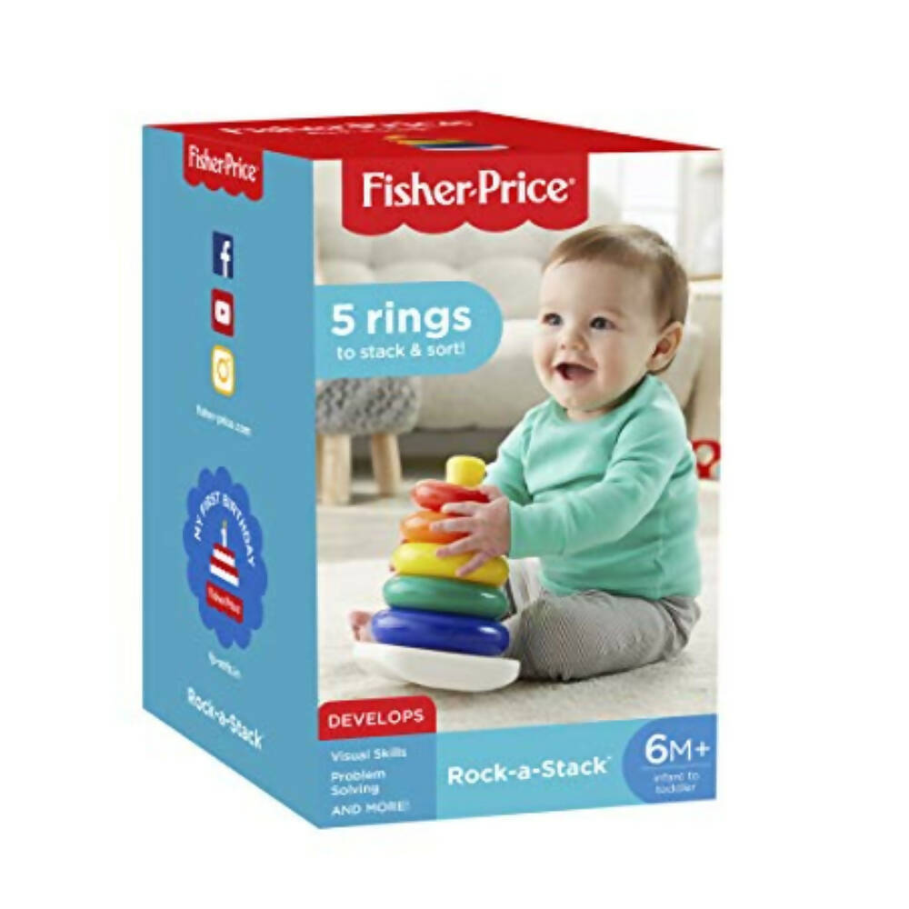 Fisher Price Rock-A-Stack - Classic Stacking Toy With 5 Colorful Rings - Indyancart
