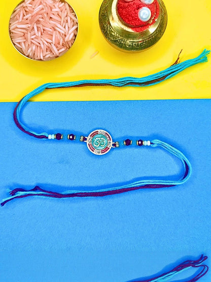 Anouk Set Of 12 Beaded Cotton Thread with AD Stones & Meenakari Designer Rakhi for Brother