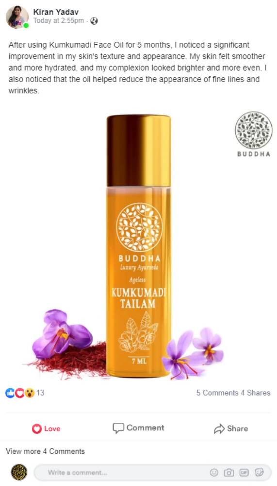 Buddha Natural Kumkumadi Face Oil - Indyancart