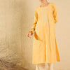 Indyancart IE Yellow and White Ethnic Motifs Embroidered Thread Work Straight Kurta