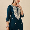 Dhiyona IE Women's Women Floral Embroidered Regular Thread Work Kurta with Trousers