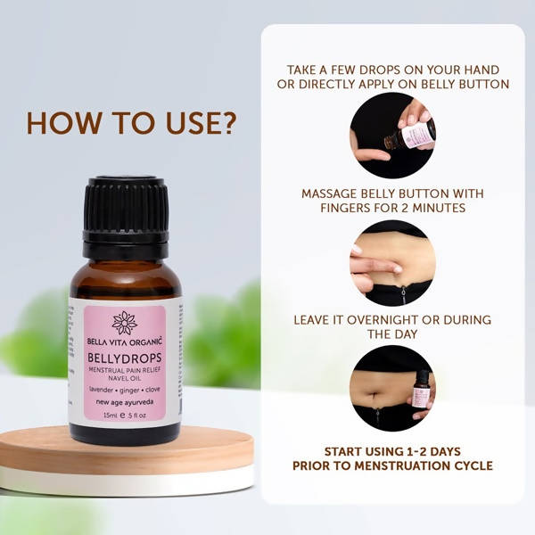 Bella Vita Organic Belly Drops Menstrual Pain Relief Navel Oil