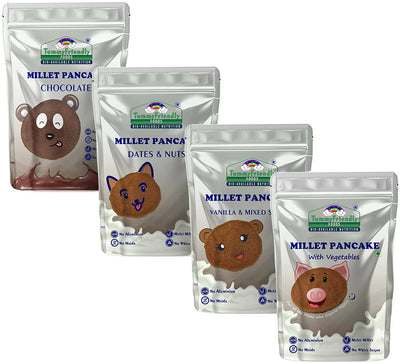 TummyFriendly Foods Millet Pancake Mixes Trial Packs with Chocolate, Nuts, Veggies