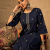 Dhiyona IE Women Ethnic Motifs Embroidered Pure Cotton A-Line Kurta with Trouser