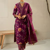 Indyancart IE Women Floral Printed Regular Thread Work Pure Cotton Kurta with Trousers & With Dupatta