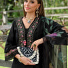 Dhiyona IE Floral Embroidered V-Neck Pure Cotton A-Line Kurta With Trousers & Dupatta