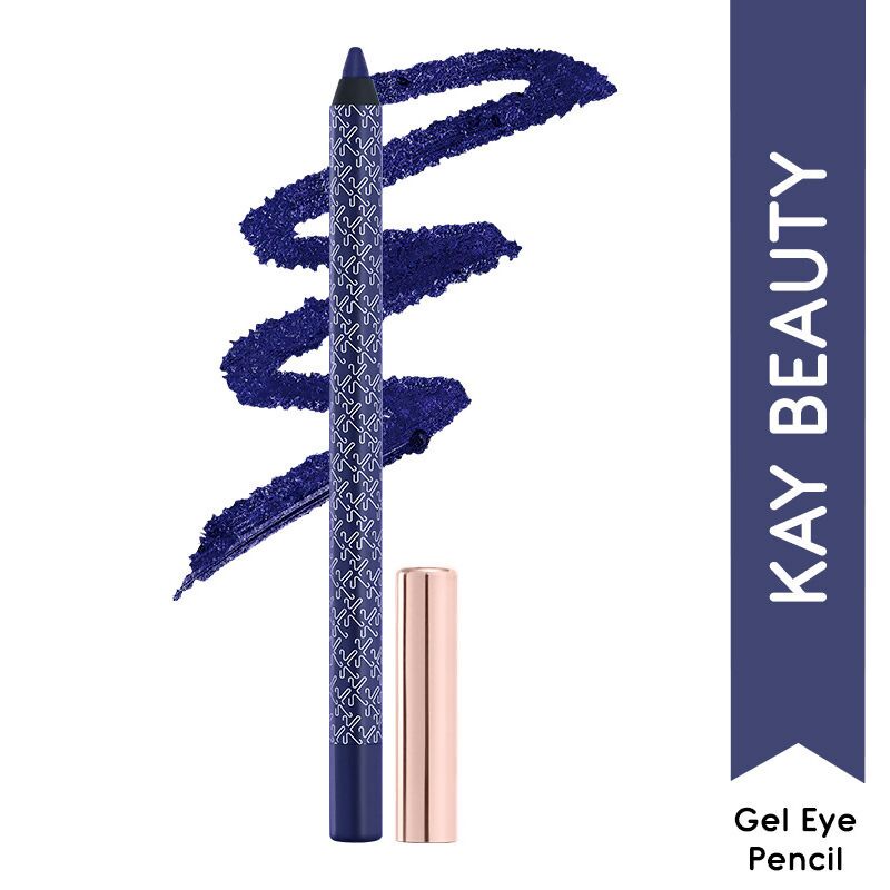 Blue gel eyeliner pencil by Kay Beauty, featuring a sleek design and vibrant color for precise eye makeup application.