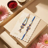 Dhiyona Set Of 2 Blue Evil Eye Gold Toned Beaded Bhaiya Bhabhi Rakhi