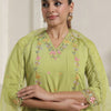 Dhiyona IE Floral Embroidered Thread Work Kurta With Trousers & Dupatta