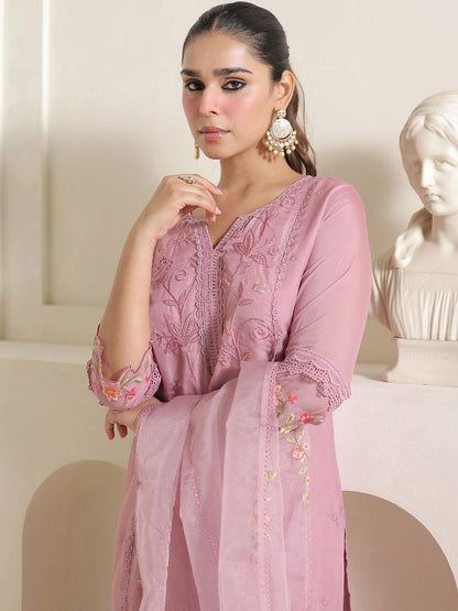 Women Floral Embroidered Kurta With Trousers & Dupatta Kurta Sets
