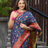 Dhiyona GR Women's Yashodha Ink Blue Jamewar Kashmiri Soft Modal Silk Saree