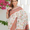 Dhiyona GR Women's Yashodha Swan White Jamewar Kashmiri Soft Modal Silk Saree