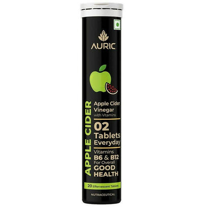 Auric Apple Cider Vinegar Effervescent Tablets with Vitamins B6, B12