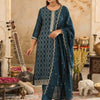 Indyancart IE Ethnic Motifs Zari Embroidered Kurta & Plazaoos With Dupatta