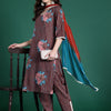 Indyancart IE Women Printed Regular Pure Cotton Kurta with Trousers & With Dupatta