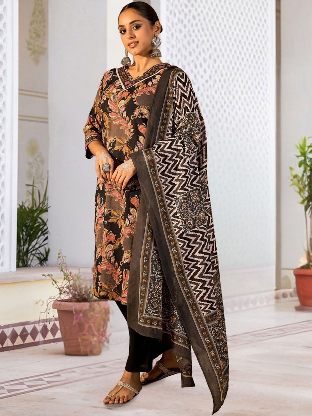 Women Paisley Printed Regular Pure Cotton Kurta with Trousers & With Dupatta