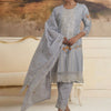 Indyancart IE Women Floral Embroidered Regular Thread Work Pure Cotton Kurta with Trousers & With Dupatta