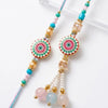 Dhiyona Set Of 2 Floral Design Bhaiya Bhabhi Rakhi With Roli Chawal Chandan Mishri