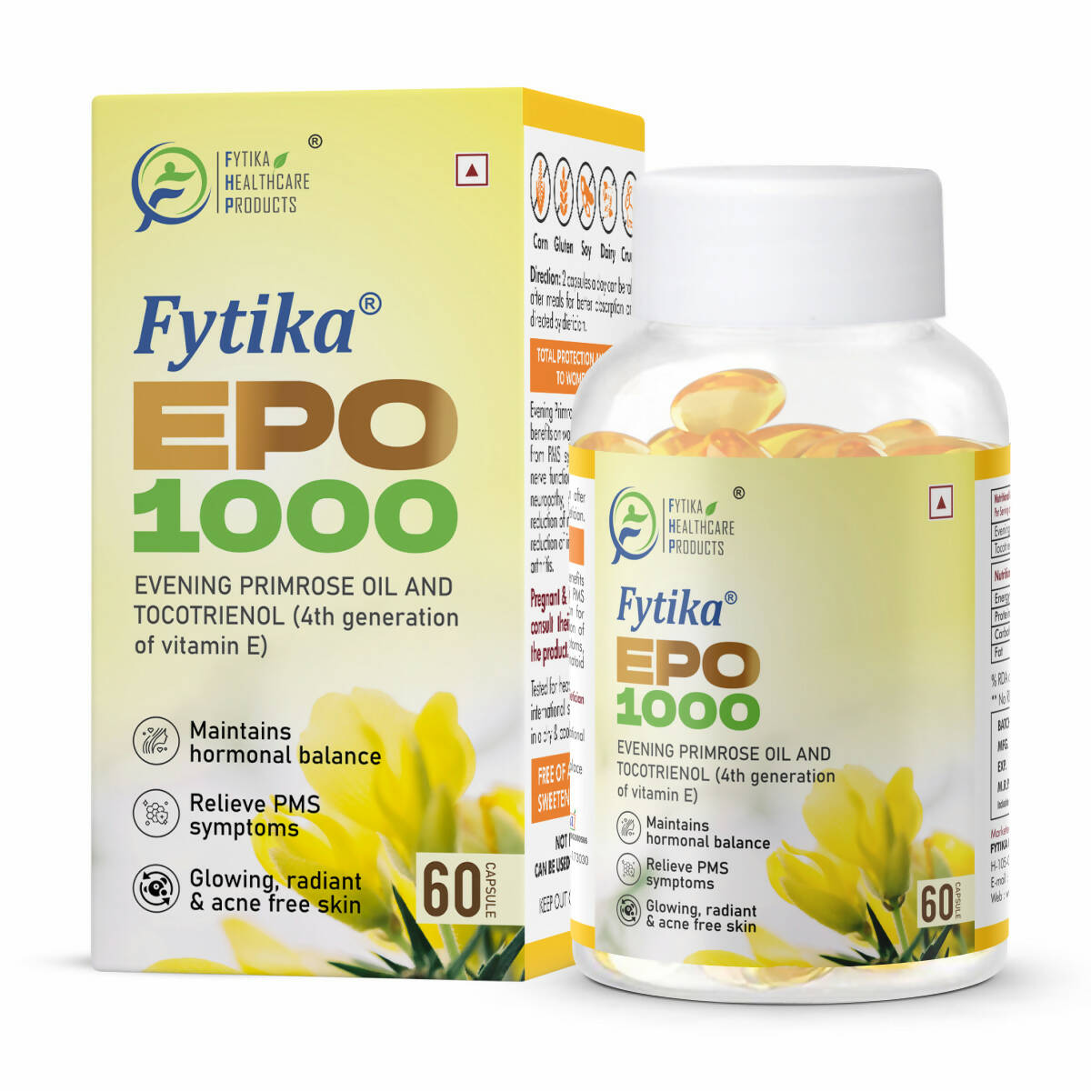 Fytika Epo 1000 Evening Primrose Oil and Tocotrienol Capsules - Indyancart