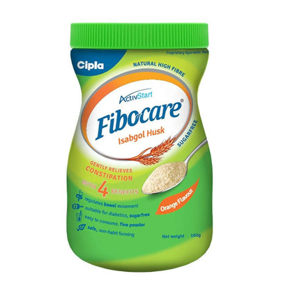 Cipla Fibocare Isabgol Husk Powder | Sugar Free - Orange Flavor - Indyancart