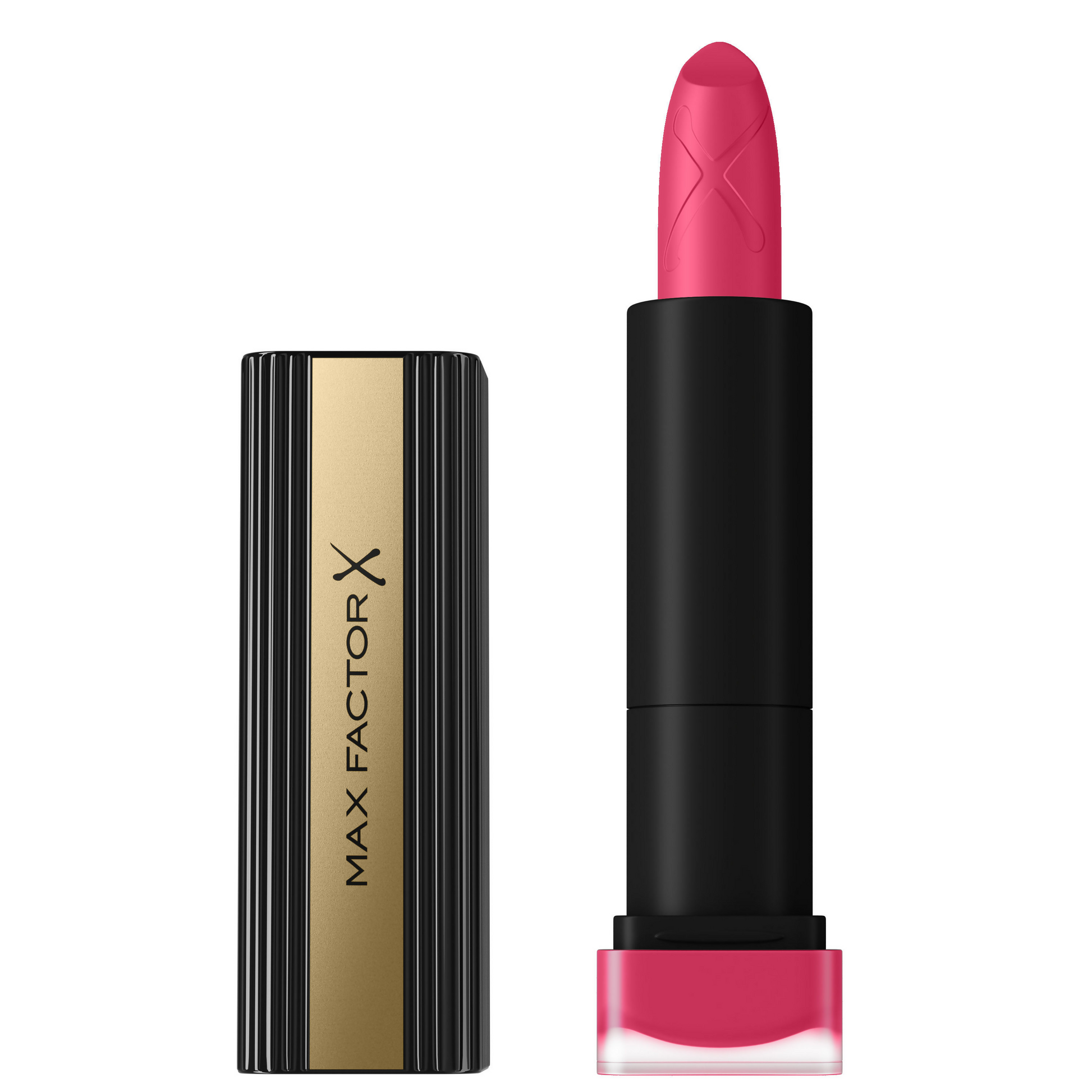 Max Factor Colour Elixir Velvet Matte Lipstick in Blush, showcasing the lipstick tube and open product with a soft matte finish.