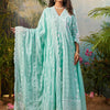 Dhiyona IE Women Floral Embroidered Cotton Kurta with Trousers & Dupatta