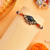 Dhiyona Blue Peacock Enamled Beaded Rakhi With Roli Chawal & Greeting Card