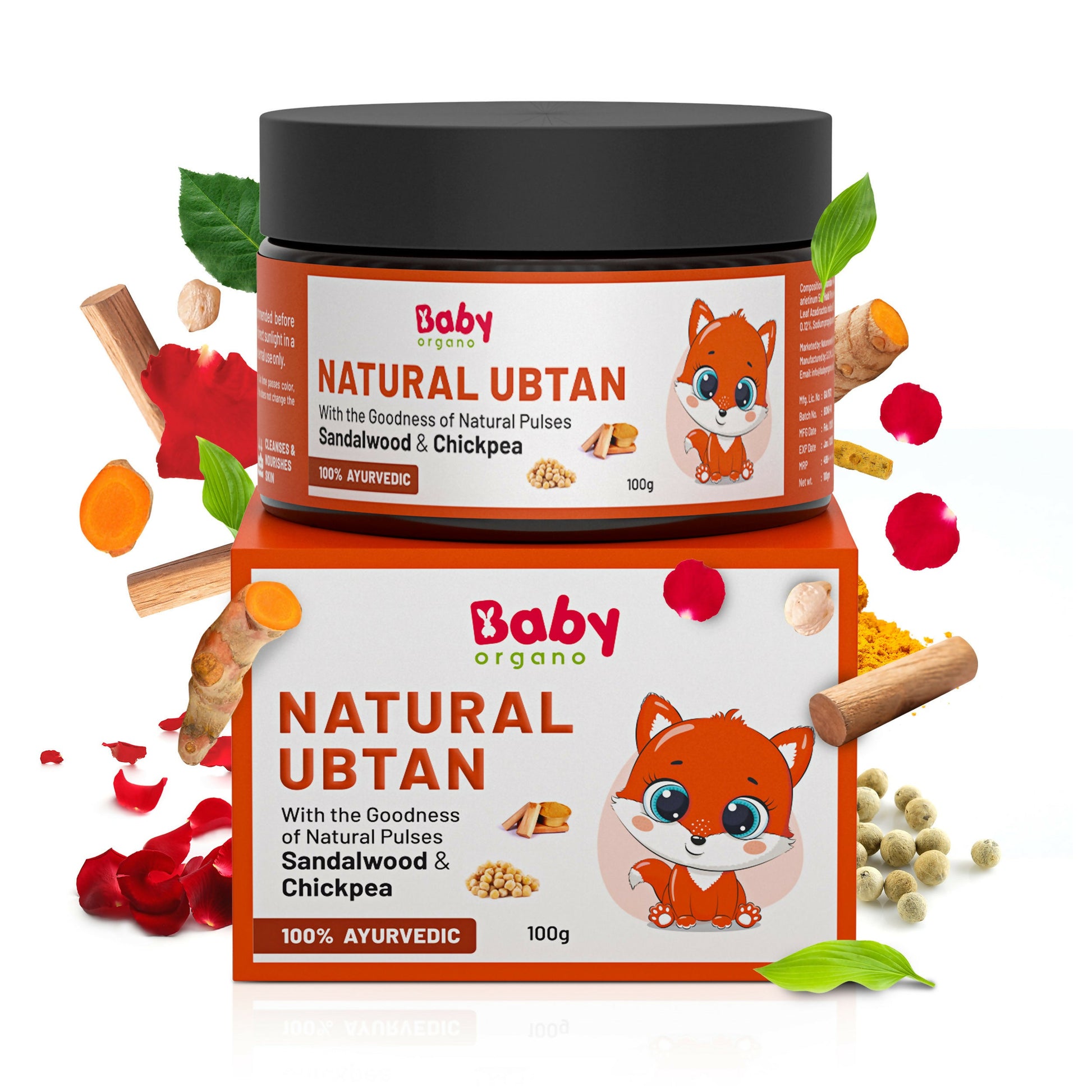 Babyorgano Natural Ubtan Face Pack, Skin Lightening and Tan Removal For Babies - Indyancart