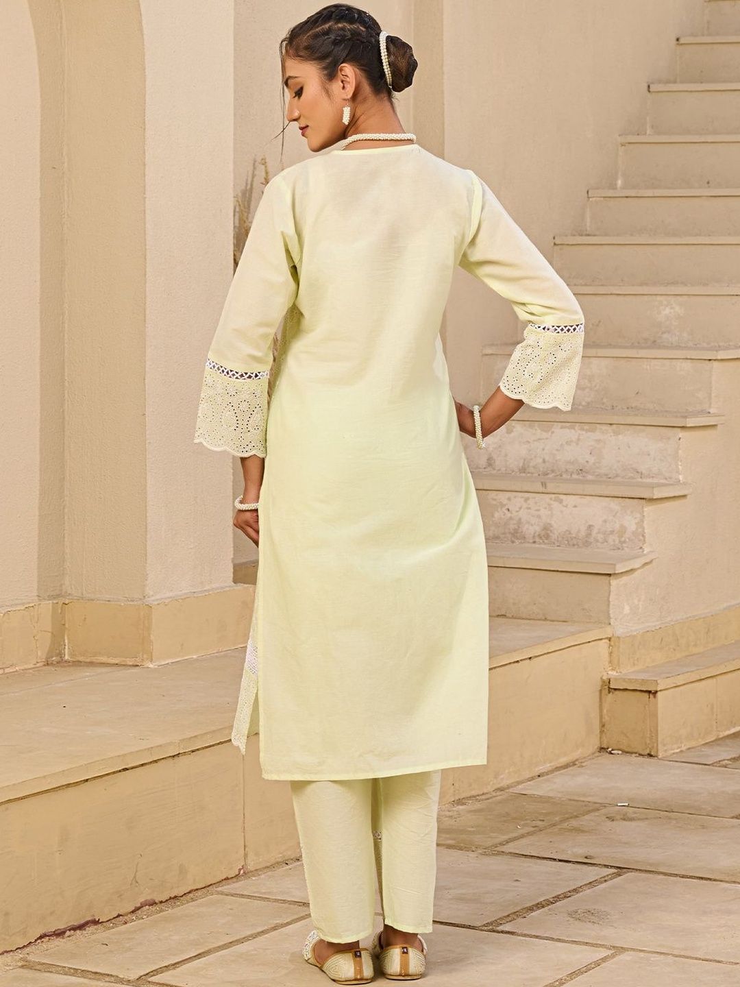 Women Ethnic Motifs Embroidered Regular Pure Cotton Kurta with Trousers & Dupatta