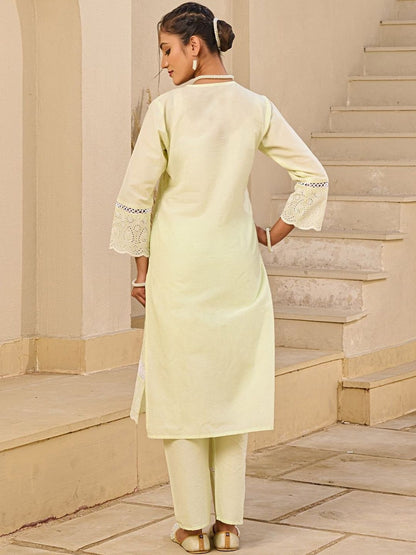 Women Ethnic Motifs Embroidered Regular Pure Cotton Kurta with Trousers & Dupatta