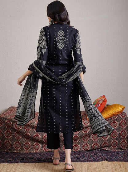 Women Ethnic Motifs Printed Regular Pure Cotton Kurta with Trousers & With Dupatta