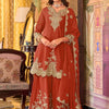 Dhiyona IE Women Ethnic Motifs Embroidered A-Line Kurta with Sharara & Dupatta