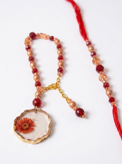 Anouk Set Of 2 Gold Toned Red Artificial Beads Bhaiya Bhabhi Rakhi