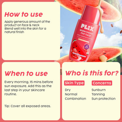 PLIX The Plant Fix Watermelon Tint Twist Color-Adapting Sunscreen For Light Coverage & Instant Glow