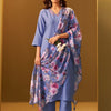 Indyancart IE Women Floral Solid Kurta with Trousers & Dupatta