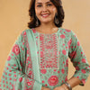 Dhiyona IE Floral Printed Mirror Work Straight Kurta With Trousers & Dupatta