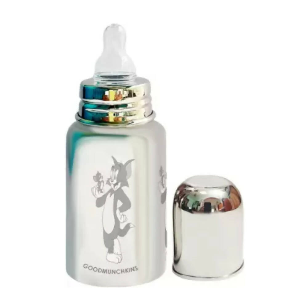 Goodmunchkins Stainless Steel Feeding Rustfree Bottle with 2 Anti Colic Silicone Nipple For Kids 300ml - Indyancart