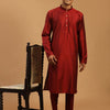 Men's Maroon Viscose Straight Kurta Pyjama Set