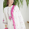 Dhiyona IE Floral Embroidered Thread Work Pure Cotton Kurta With Trousers & Dupatta