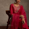 Dhiyona IE Women Ethnic Motifs Embroidered Regular Thread Work Liva Kurta with Trousers & With Dupatta