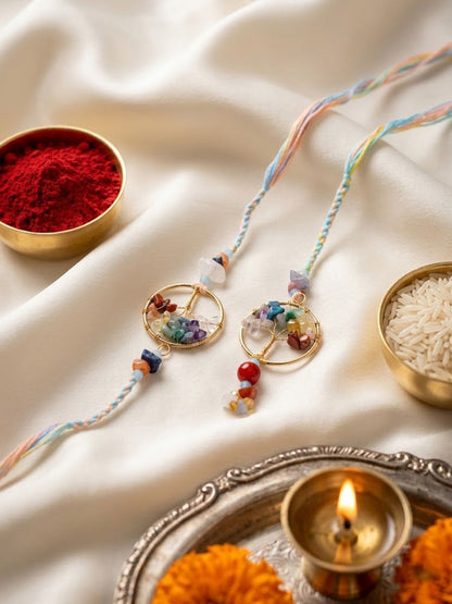 Anouk Set Of 2 Artificial Stones Bhaiya Bhabhi Rakhi With Roli Chawal Chandan Mishri